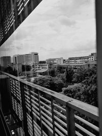 High angle view of buildings against sky