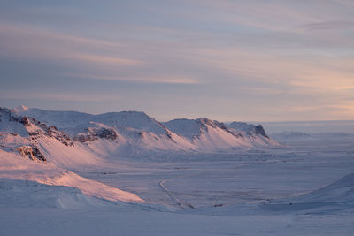 Scenic view of the snaefelsness peninsula from the western mountain pass