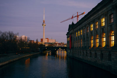Canal passing through city buildings