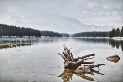 Scenic view of lake against sky