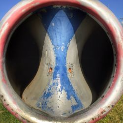 Close-up of circular object on wall