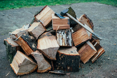 Close-up of firewood