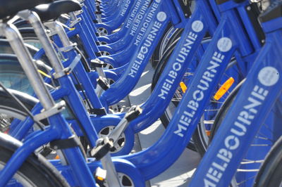 Close-up of bicycles
