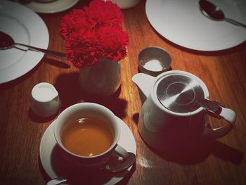 Close-up of coffee cup on table