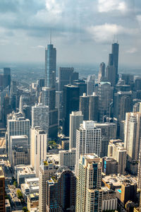 High angle view of buildings in city