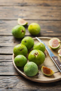 High angle view of fruits on table