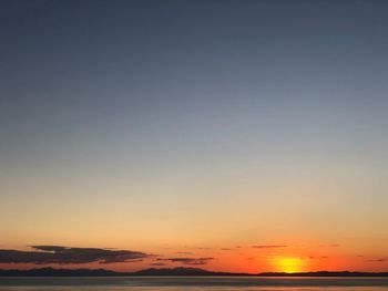 Scenic view of sea against clear sky during sunset