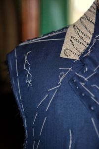 High angle view of jacket totally created by a tailor