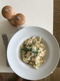 High angle view of food in bowl on table