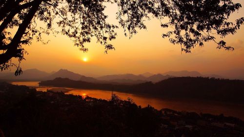 Scenic view of mountains at sunset