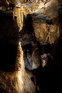 Low angle view of rock formation in cave