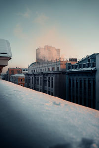 Buildings in city against sky during winter. kazan city