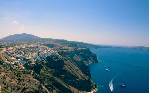 High angle view of boats in sea