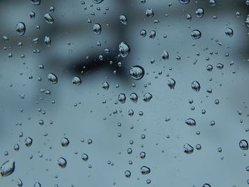 Close-up of raindrops on glass window