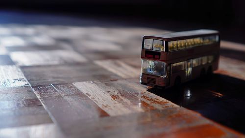 Close-up of toy car on table