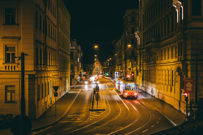 Light trails on city street at night