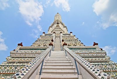 Low angle view of temple building against sky