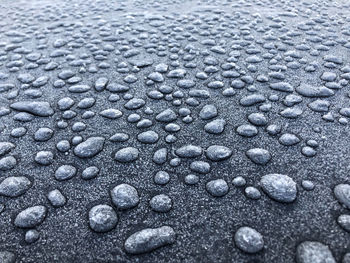 Full frame shot of raindrops on rainy season