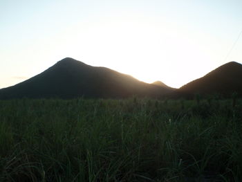 Scenic view of mountains against clear sky