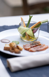 Close-up of food in plate on table