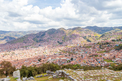 Panoramic view of the city of cuzco. peru