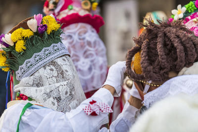 Carnival in carnia. sauris, masks of the religious and pagan tradition. italy