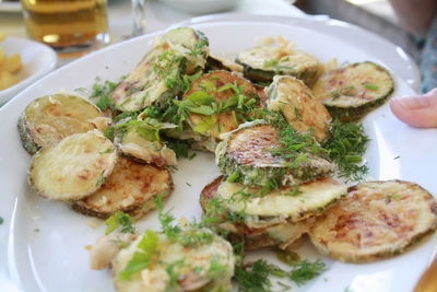 Close-up of food in plate on table