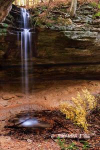 View of waterfall in forest