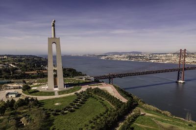 High angle view of bridge over river