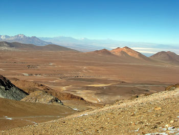 Scenic view of desert against blue sky