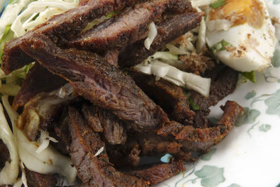 High angle view of meal served in plate