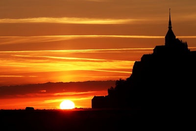 Silhouette buildings against sky during sunset