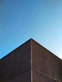 Low angle view of building against clear blue sky