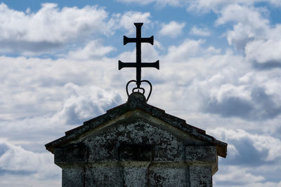 Low angle view of old building against sky