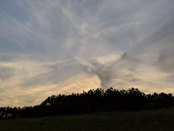 Silhouette trees on field against sky during sunset