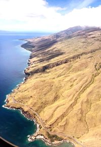 High angle view of beach against sky