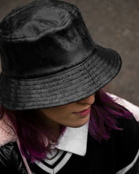 Portrait of woman wearing hat