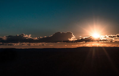 Scenic view of silhouette landscape against sky during sunset