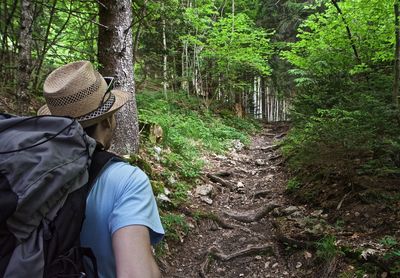 Man amidst trees in forest