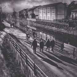 View of people in city