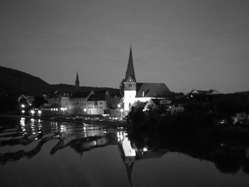 Reflection of church in water