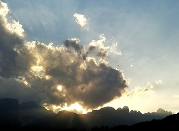 Scenic view of mountains at sunset