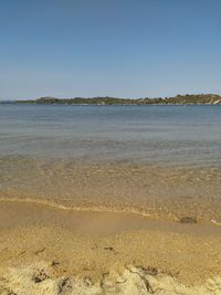 Scenic view of sea against clear sky