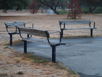 Empty bench in park