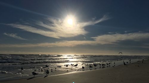 Scenic view of sea against sky at sunset