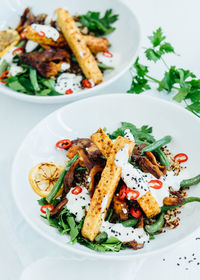 Close-up of food served in plate