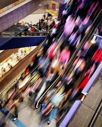 Defocused image of crowd in city