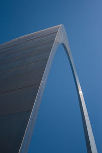 Low angle view of modern building against clear blue sky