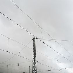 Low angle view of birds on power lines