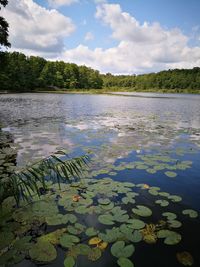 Scenic view of lake against sky